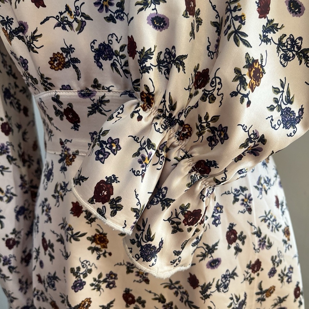 Women's Lauren Ashley X UO Mini Satin Floral Ruffled Twee Cottagecore Dress S-P - Picture 4 of 11